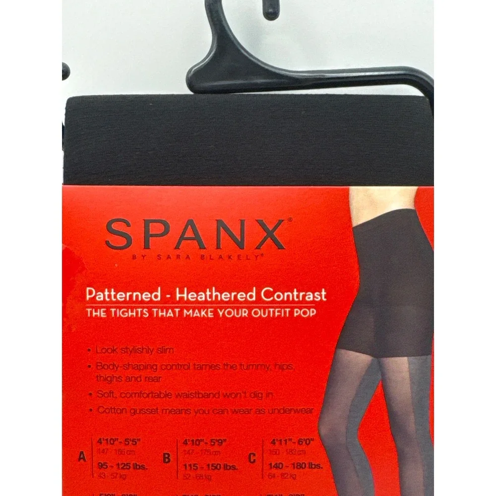 SPANX Tight-End Tights Patterned Heathered Contrast Bodyshaping Black Size A New